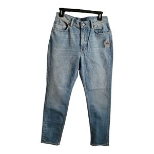 Acne Studio Light Blue Straight Leg Jeans with Subtle Fading | Size 28 X 32